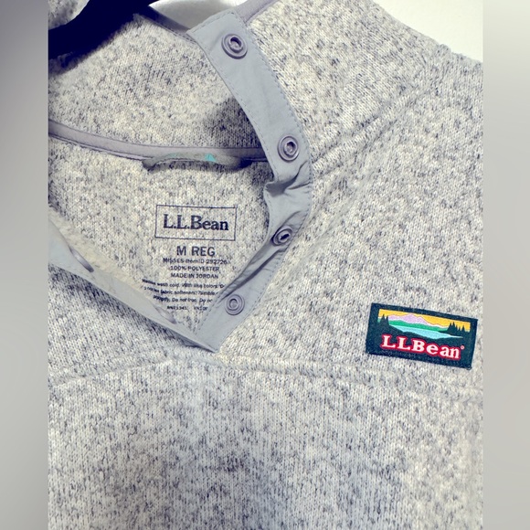 Gray LL Bean three quarter fleece zip - Picture 2 of 3